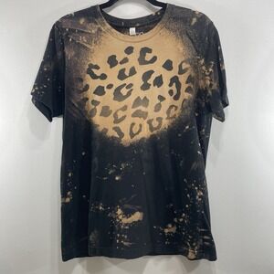 One 24 Rags Leopard Print Bleach Splatter | Medium | Distressed Streetwear Tee